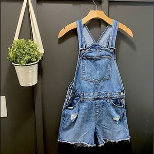 Old Navy Overall Jean Shorts Distressed